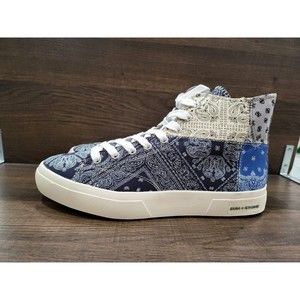 Sun + Stone Men's Mesa Bandana-Print Patchwork Lace Up Hi Top Sneaker 9.5 New